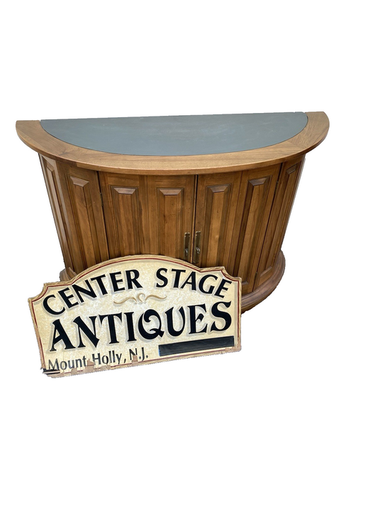 66619 Modern Half Round Decorator Cabinet Console Stand