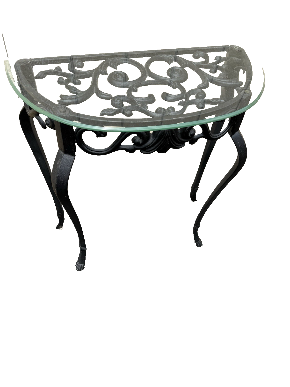66790 Glass Top Iron Console Hall Table Stand