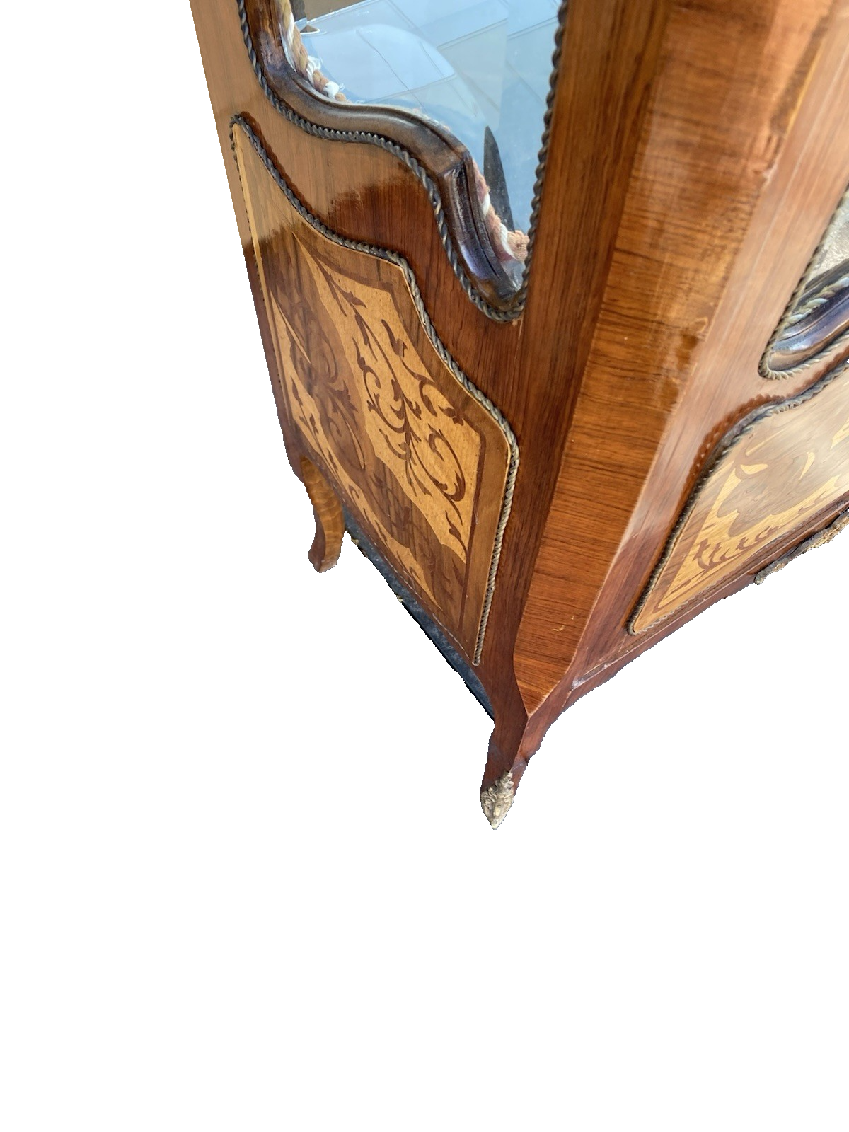 62143 Louis XV Inlaid Curio China Cabinet with Plate glass shelves