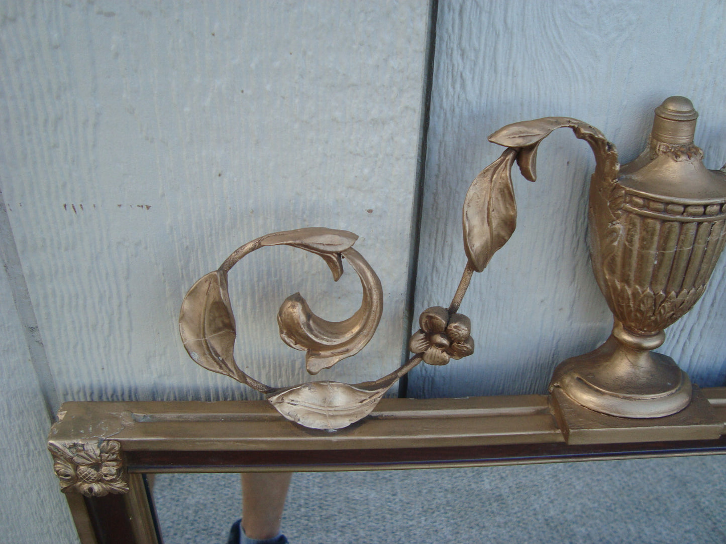 53167 Antique Wood and Gesso Urn Mirror