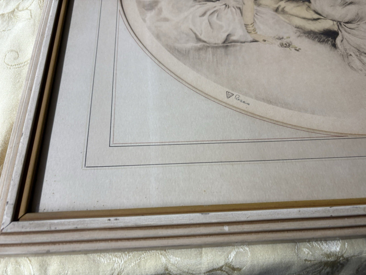 ART YS:      Antique Print   Woman and Roses Copyright 1934 Camila Lucas NYC USA