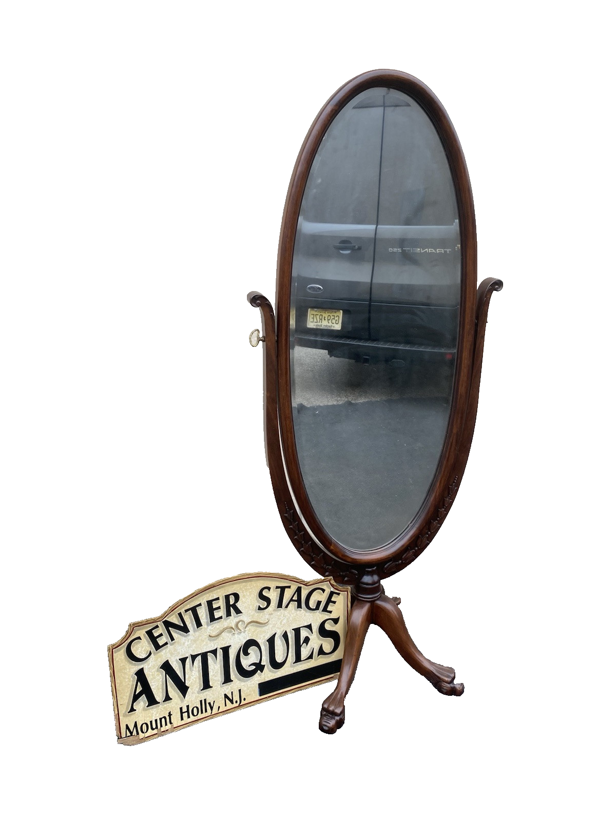 66367 Chevel Antique Mahogany Dressing Mirror w/ Claw Feet