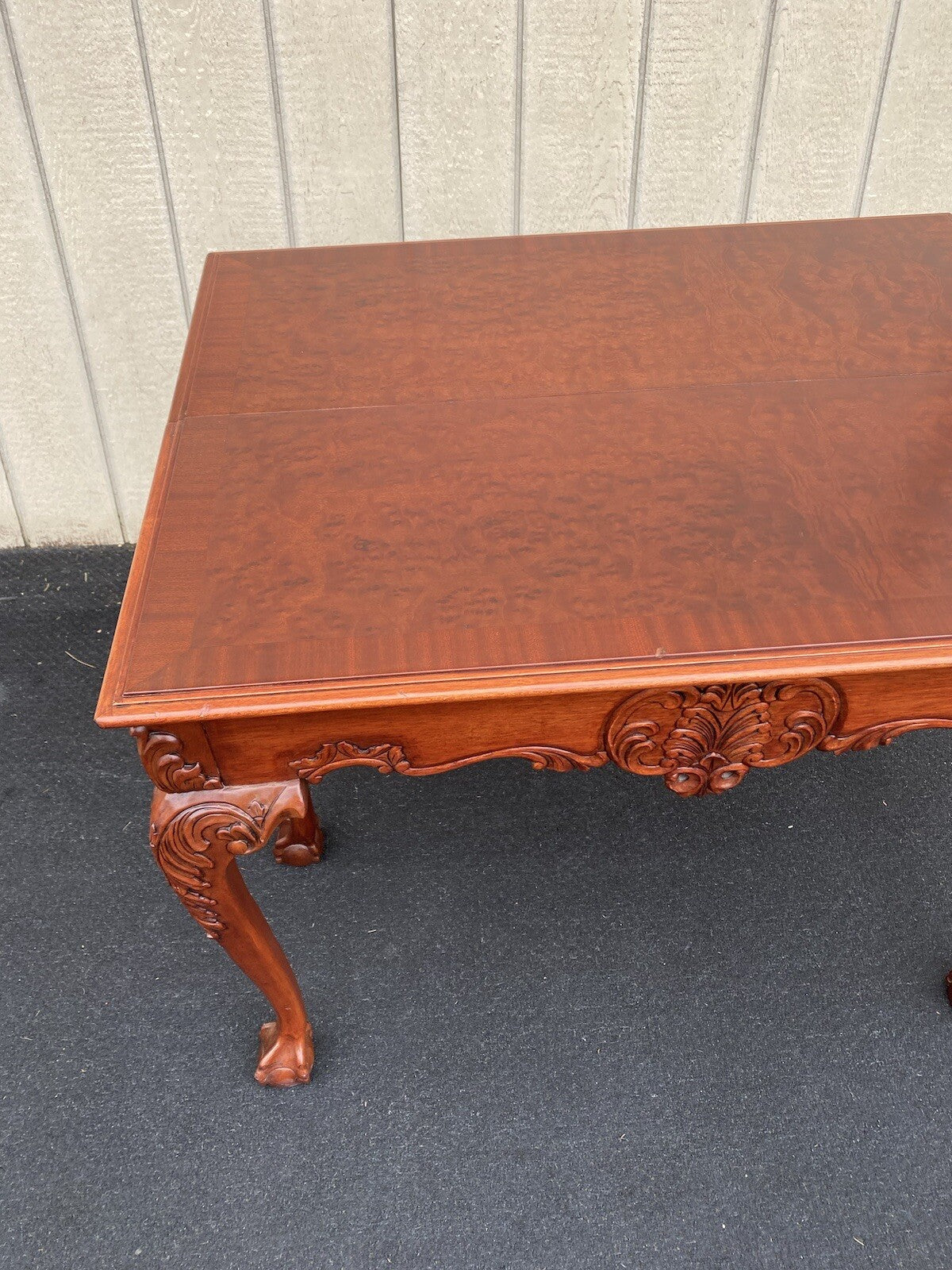 64531 Banded Mahogany  Ball And Claw Foot Carved Flip Top Game ? Dining  Table