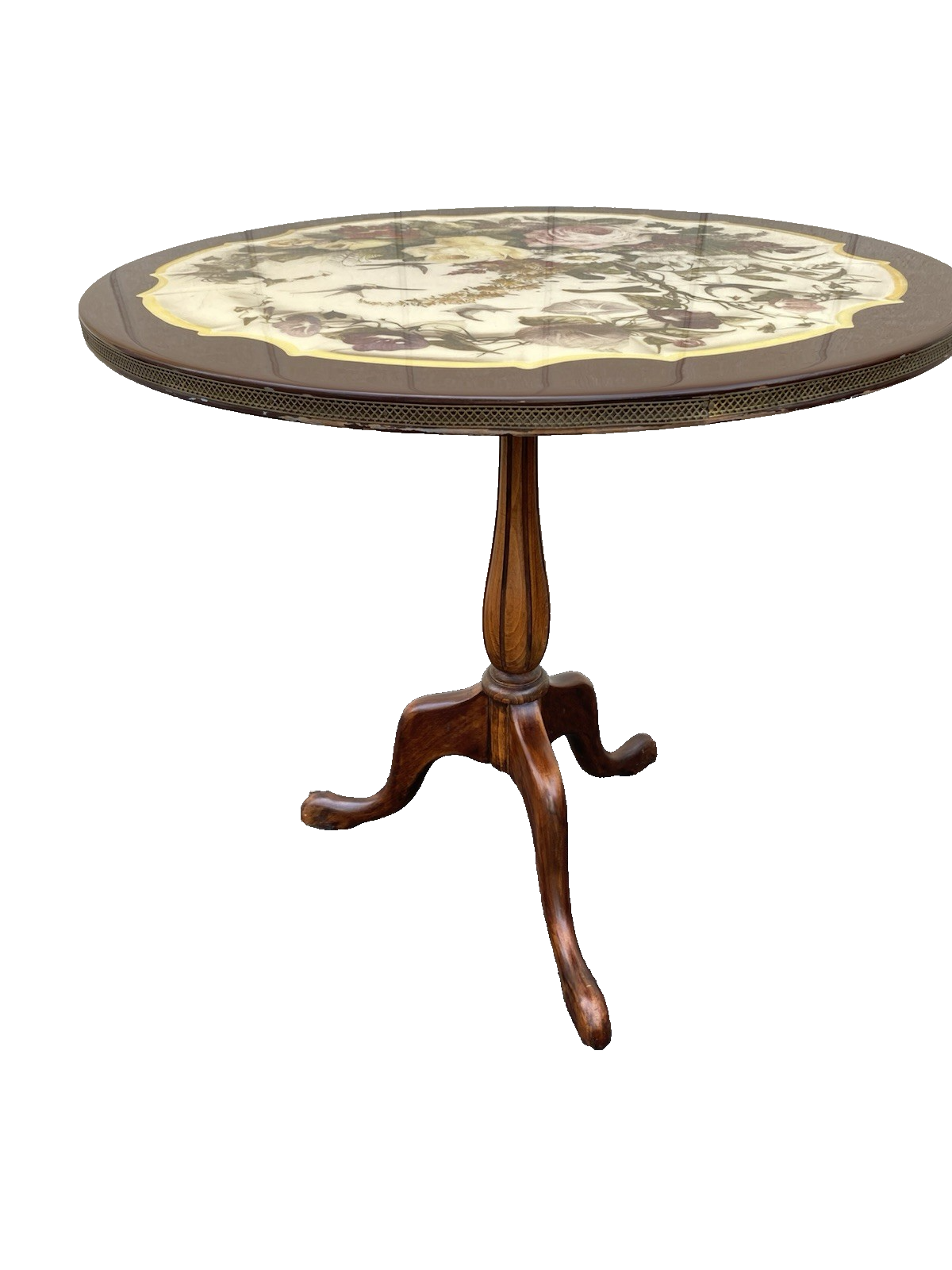 66616 Floral Pie Crust Lamp Table Stand