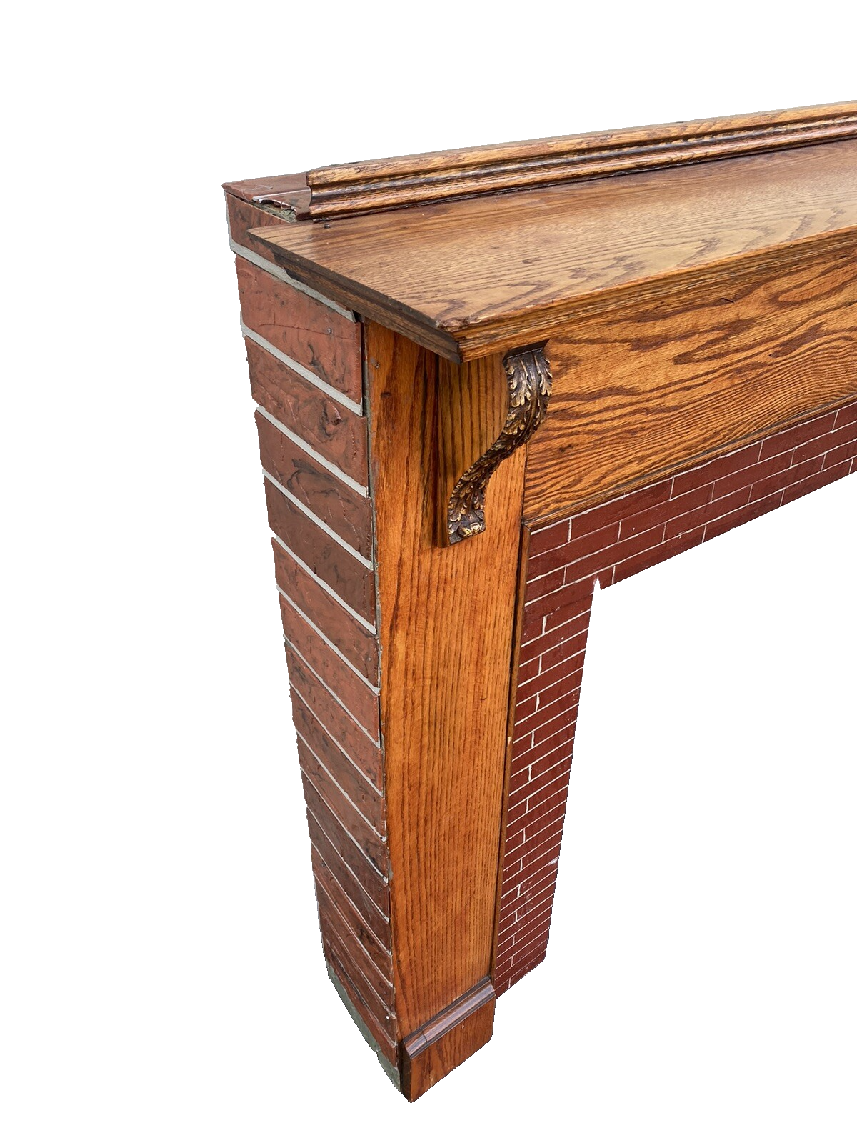 65926   Oak Fireplace Mantle with Brick Face Applied