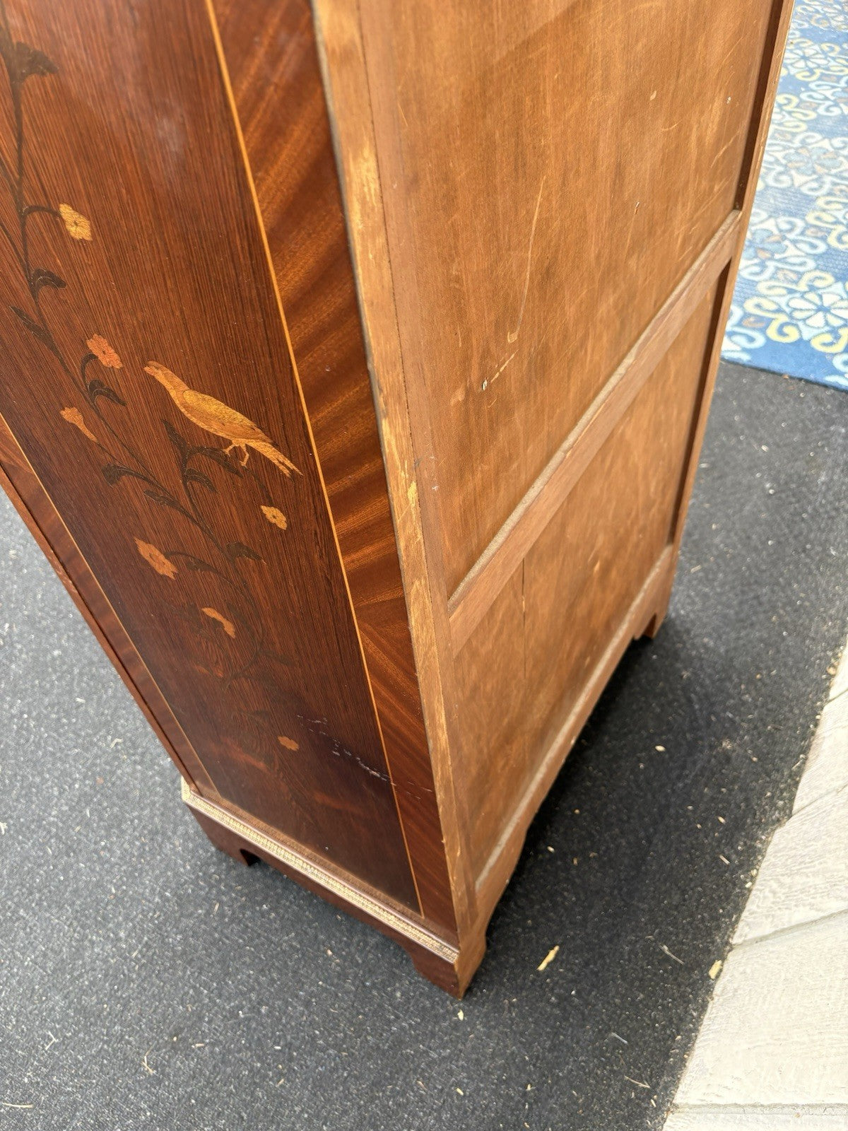 66581   Inlaid Marble Top  Louis XV Slant Front Desk Cabinet