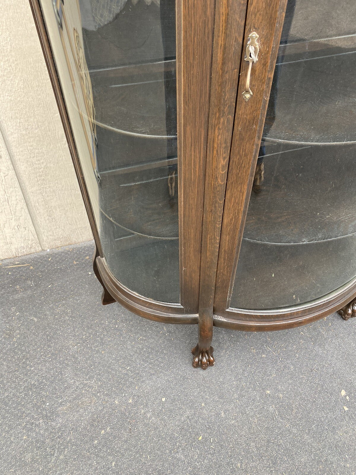 65261  Oak Victorian  Bow Glass China Cabinet Curio