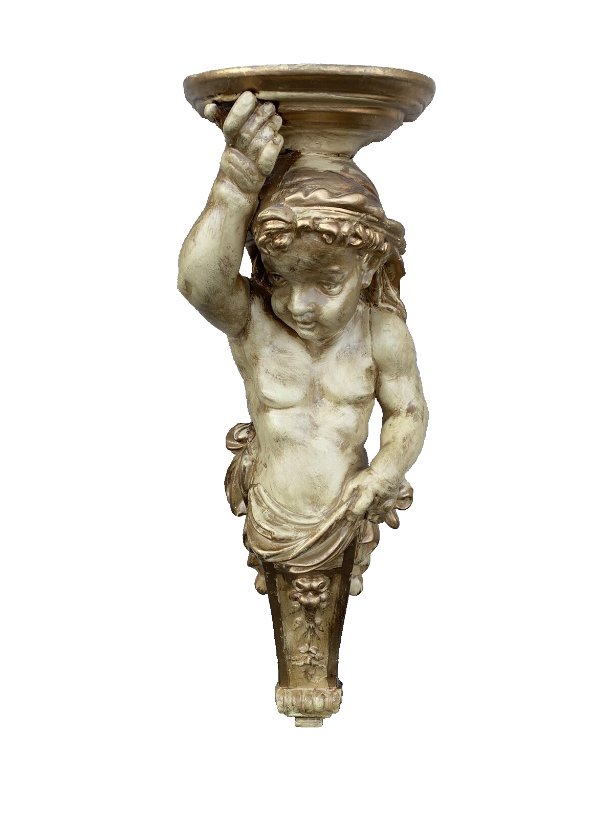 66278   Cherub Plaster ??  Wall  Decorator Curio  Shelf