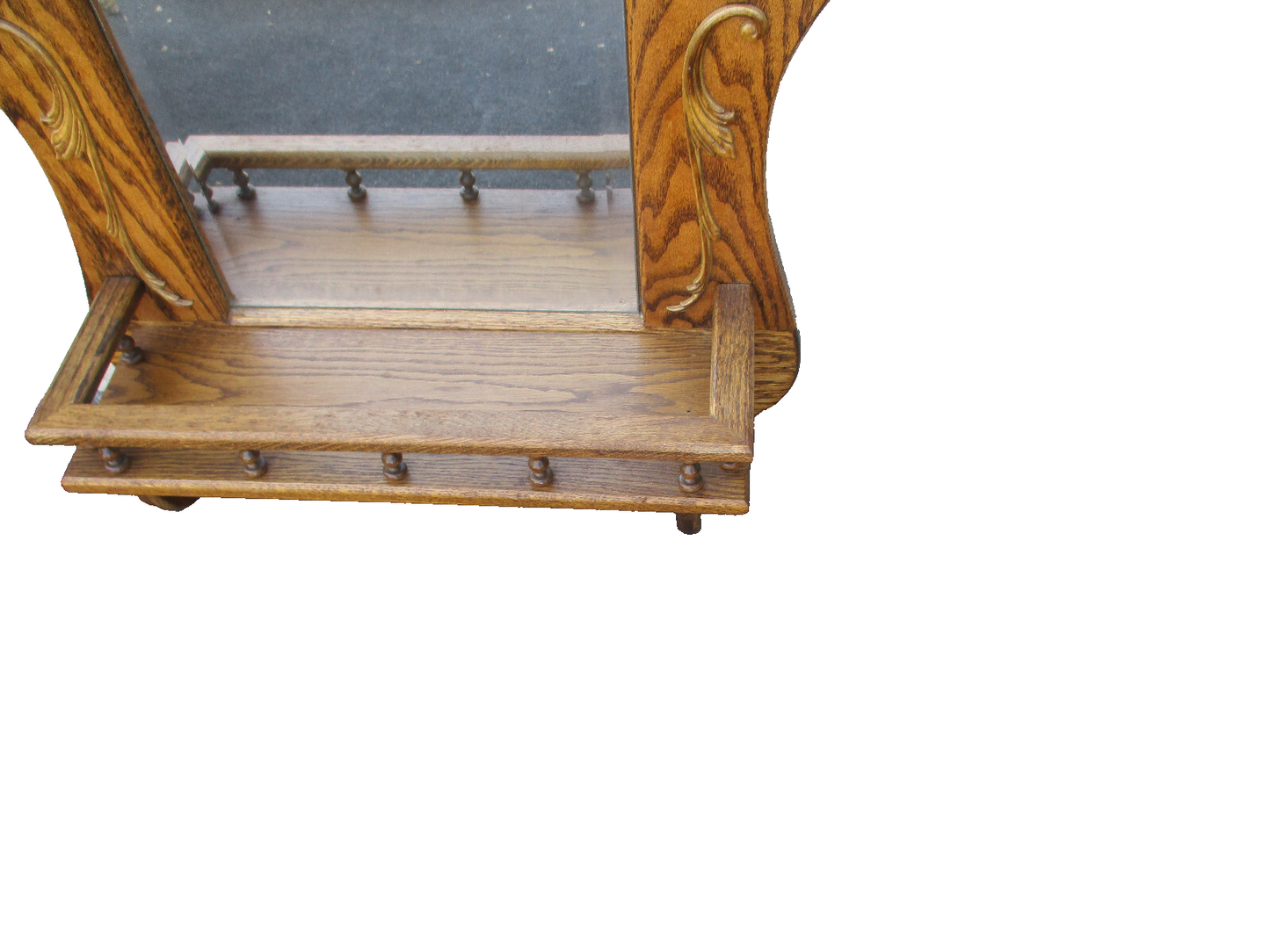 64305 Solid Oak Whatnot Wall Shelf w/ Mirror