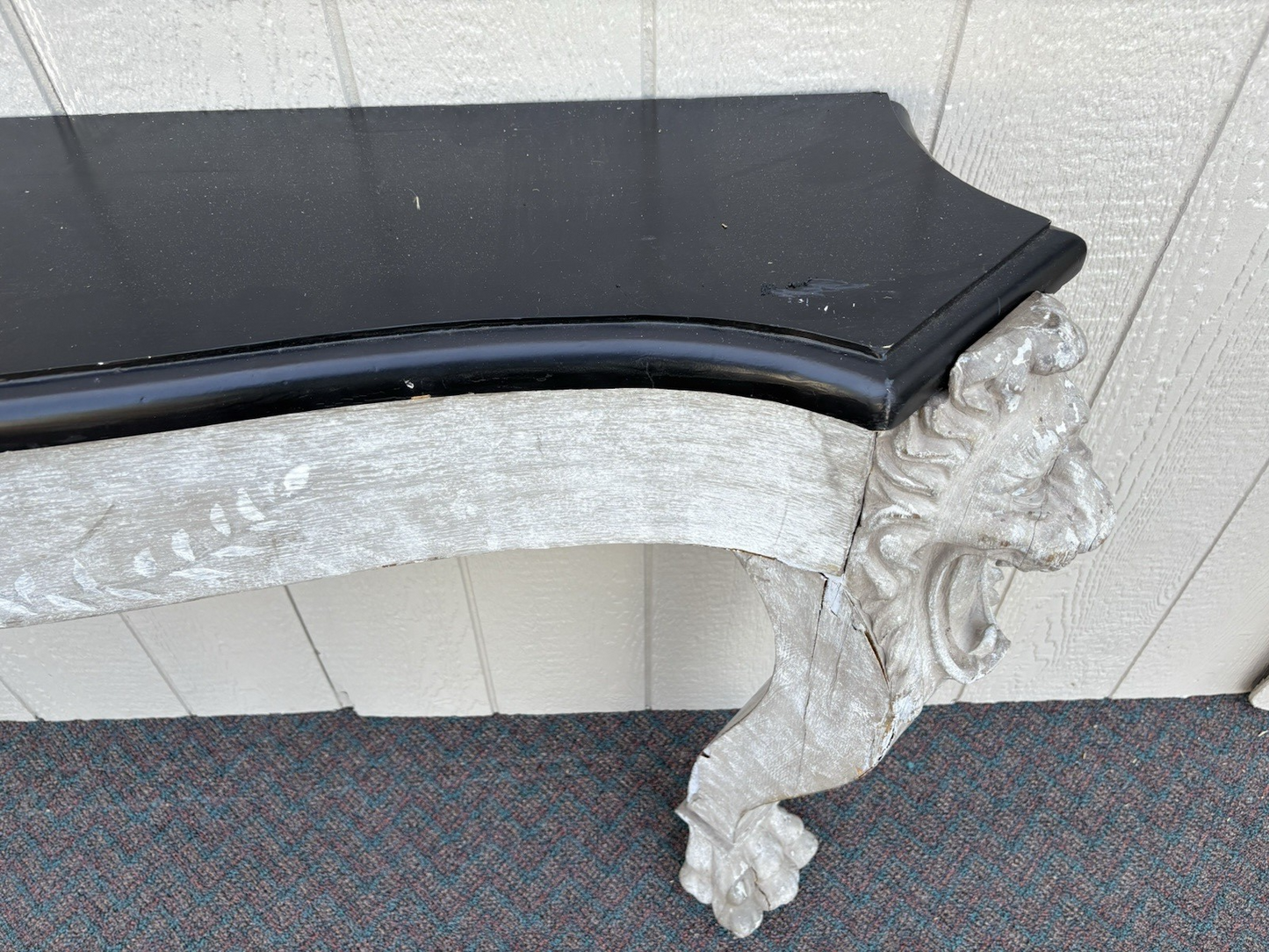 00001 Antique Victorian Oak Fireplace Mantle Mantel with Lion Heads