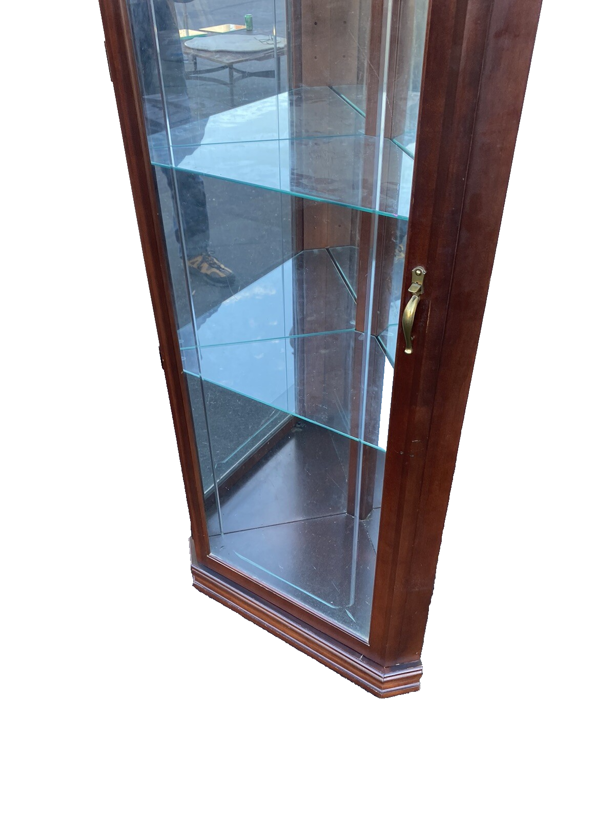 66400: Etched Glass Mahogany Corner China Cabinet