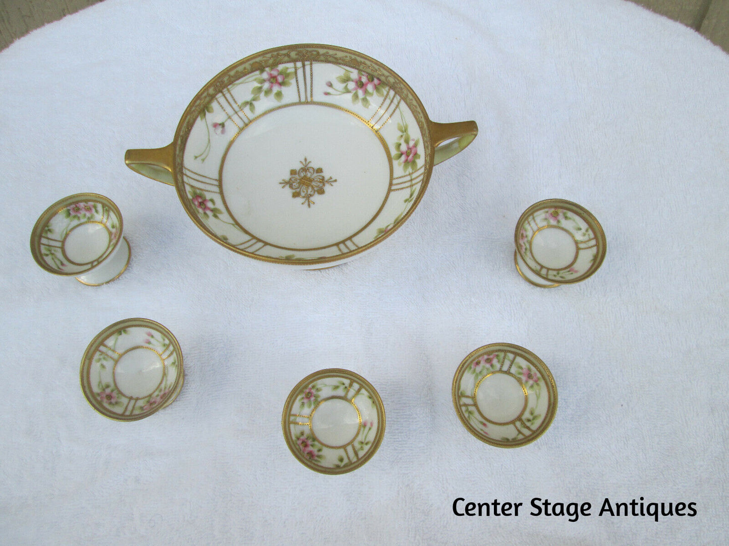 COL MW: Nippon Hand Painted Bowl with 5 Cups