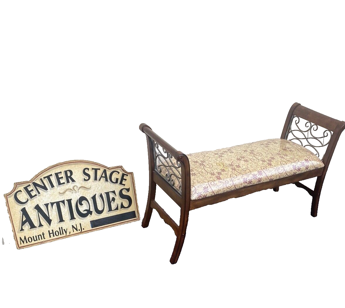 64841    Decorator Window Bench Stool with scrolled iron Sides