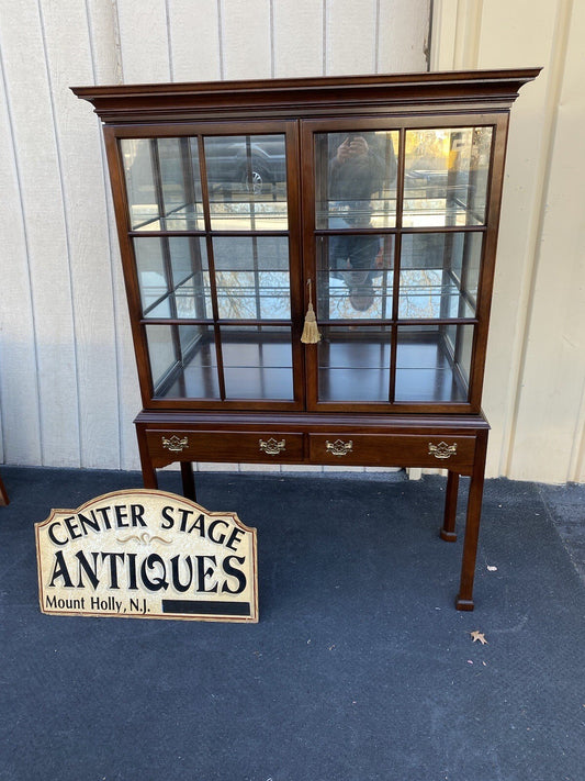 64966 Quality 2 piece Lighted Curio Cabinet China Cabinet w/ Drawers