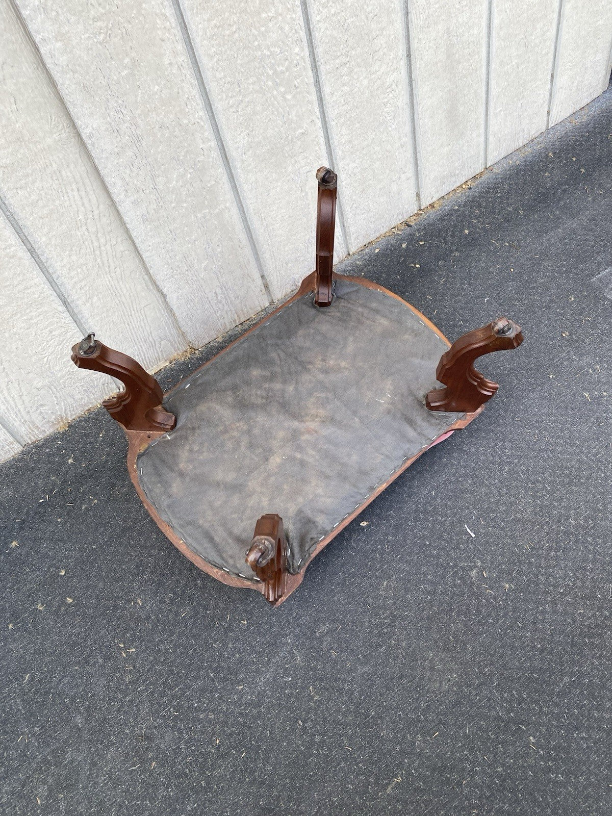 00001 Antique Victorian Walnut Footstool Ottoman Stool