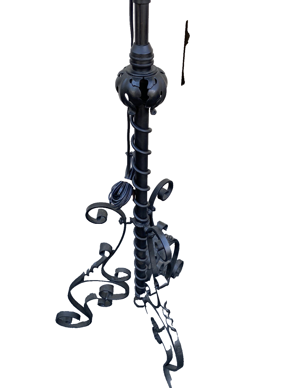65482  Antique Victorian Piano Lamp Fancy Wrought Iron Base