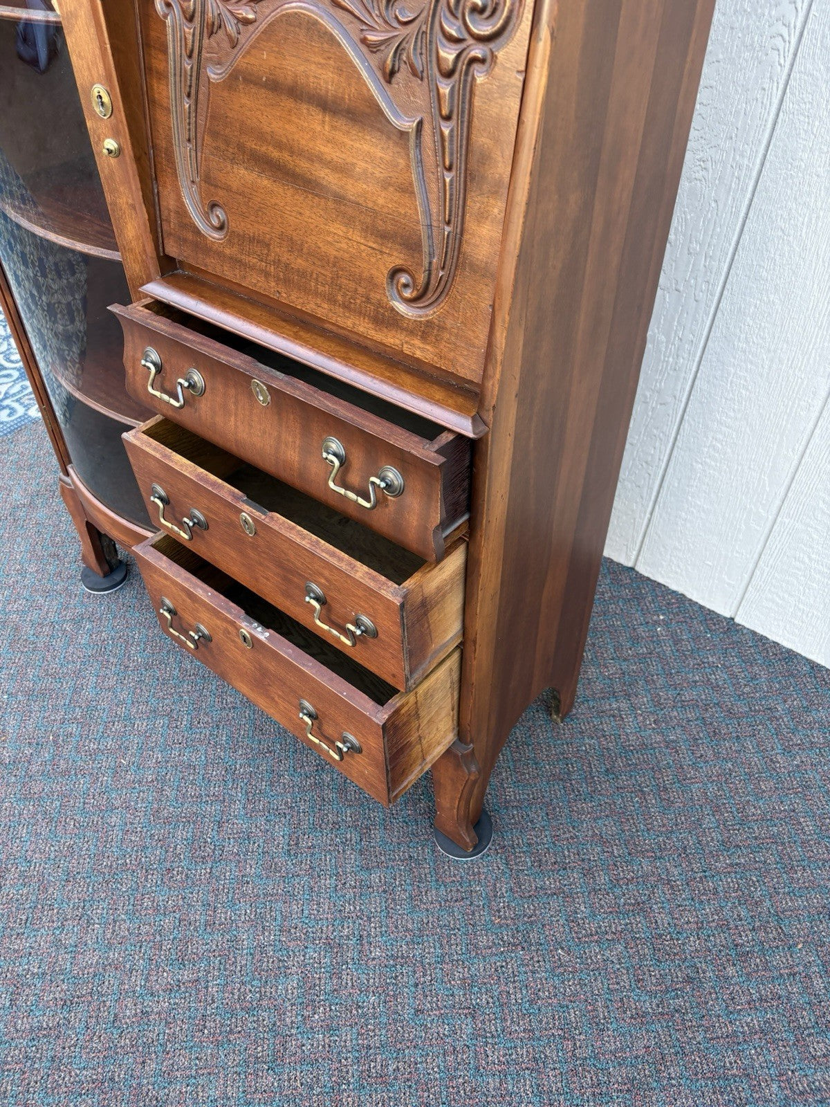67010 Antique Mahogany Side By Side Desk with Bookcase