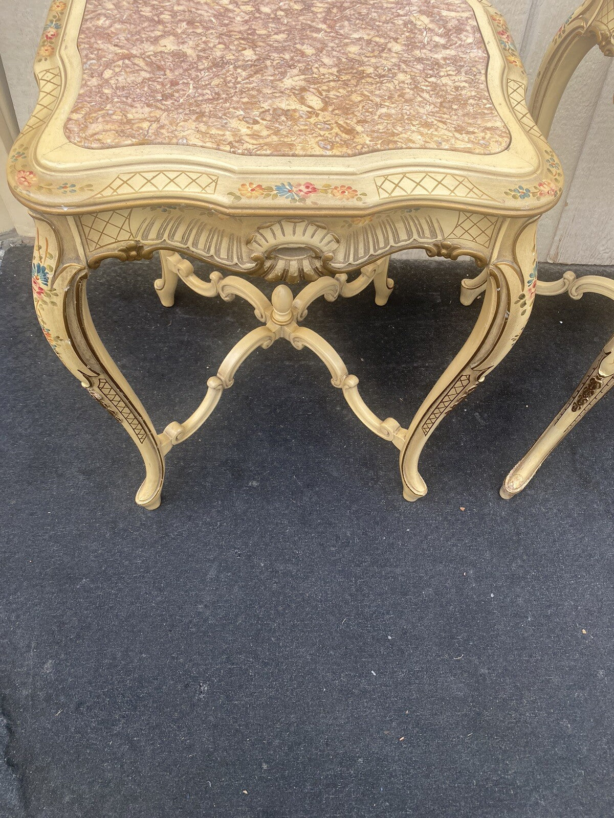 65575 Pair Decorator Marble Top Lamp Table Stand s