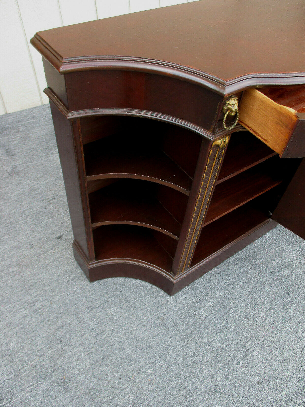 62447 Mahogany Credenza Sideboard Server Cabinet with Gold Mirrored Insert