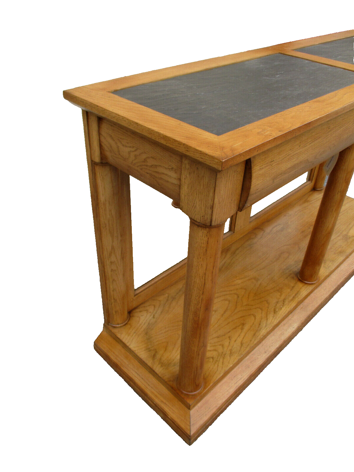 59337 Oak Console Hall Table with Slate Inserts