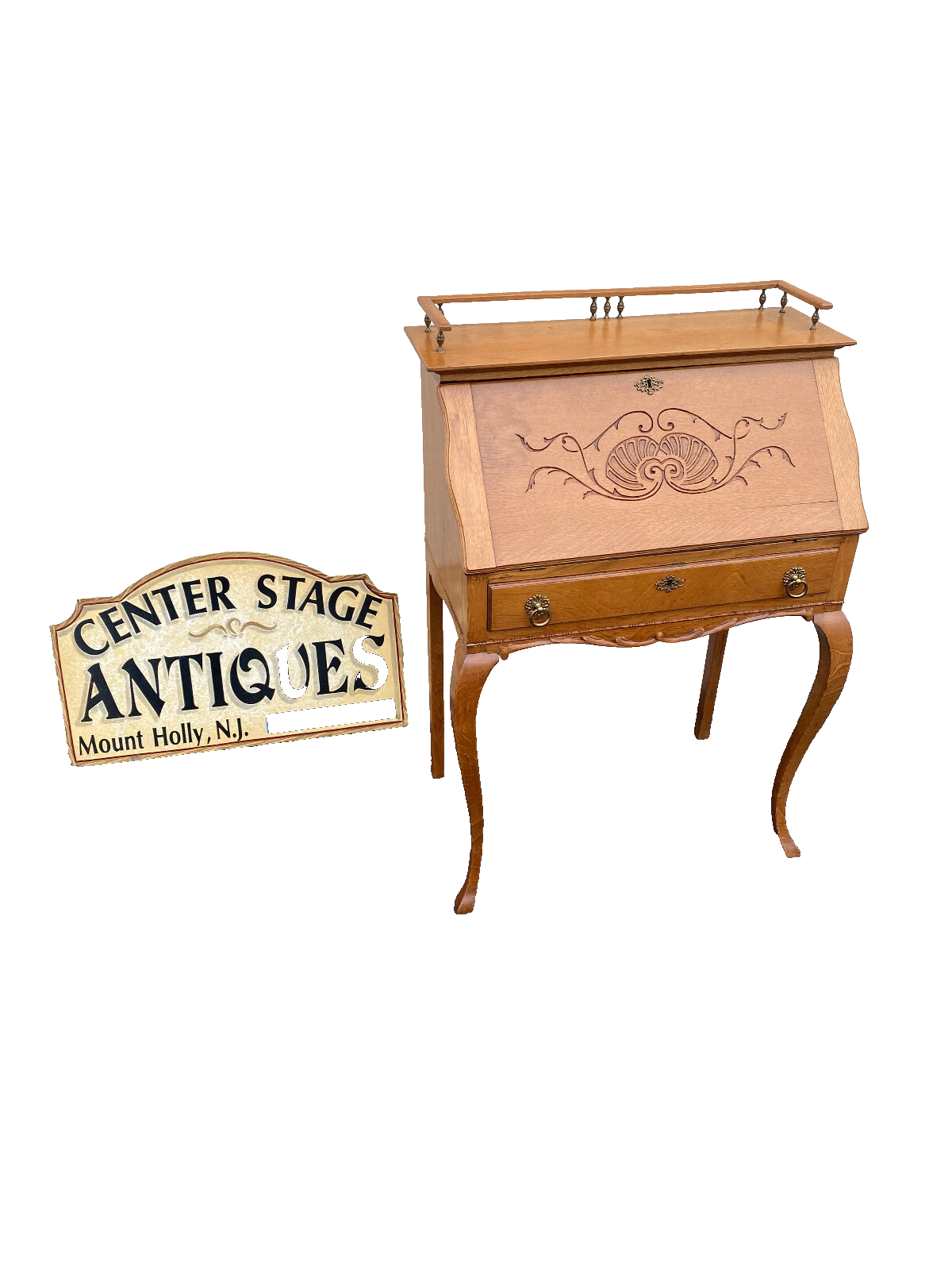 64479   Antique Victorian Oak Slantfront Office Desk
