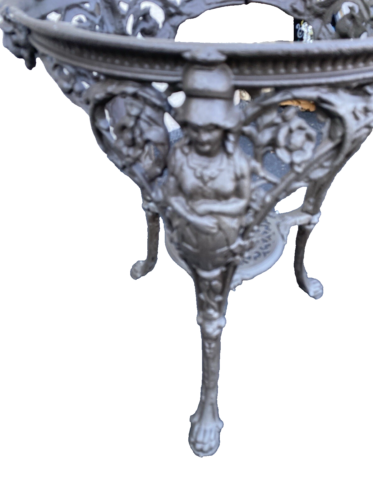 66135 Quality Cast Iron Figural Table with Glass Top