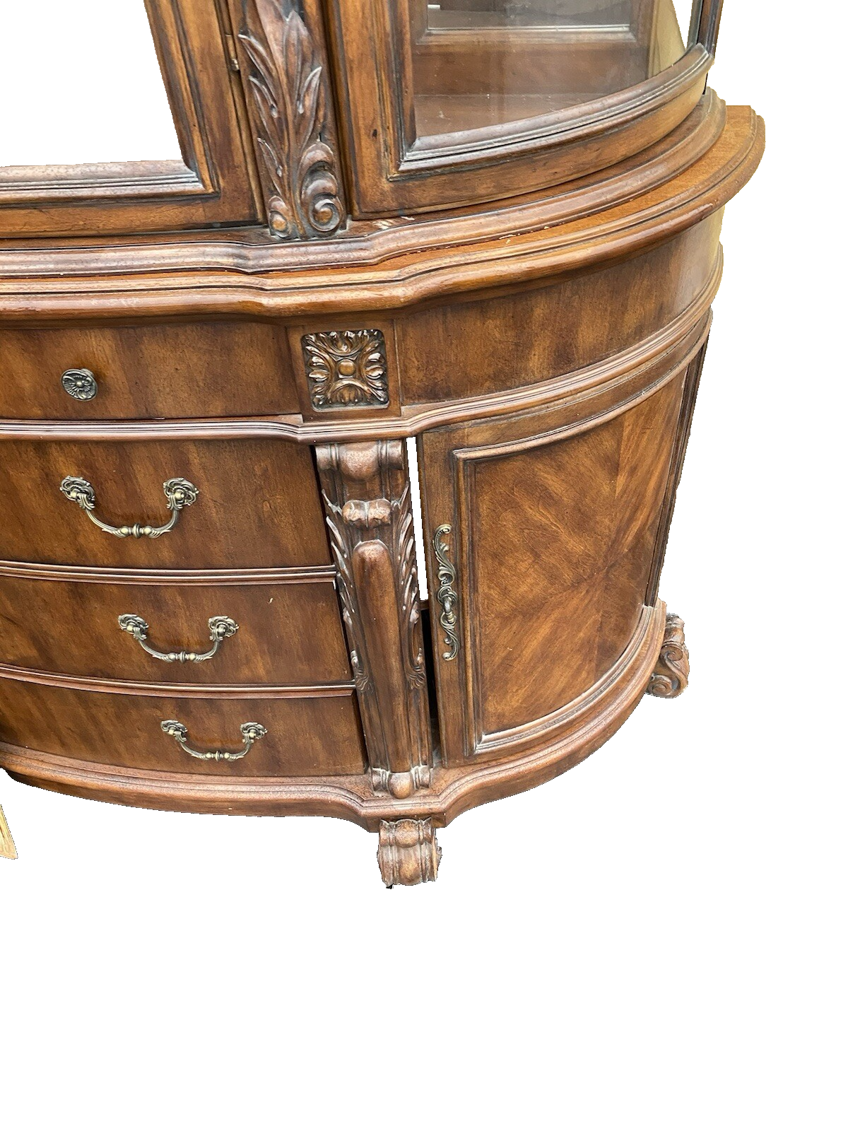 66397  Large Bow Glass PULASKI 2 Piece Curio Cabinet