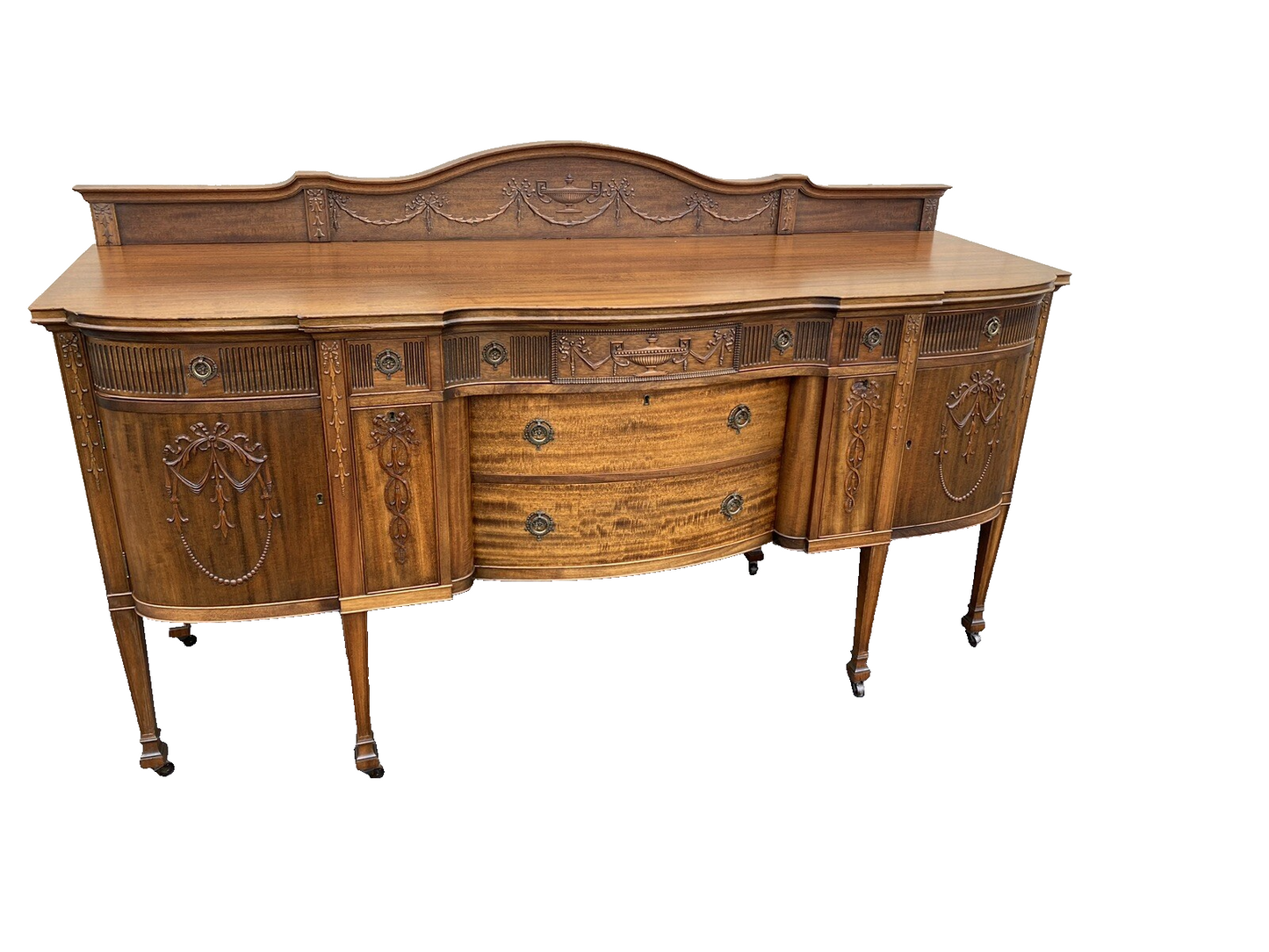 66104 Antique Mahogany Sideboard Server Buffet with WINE HOLDERS