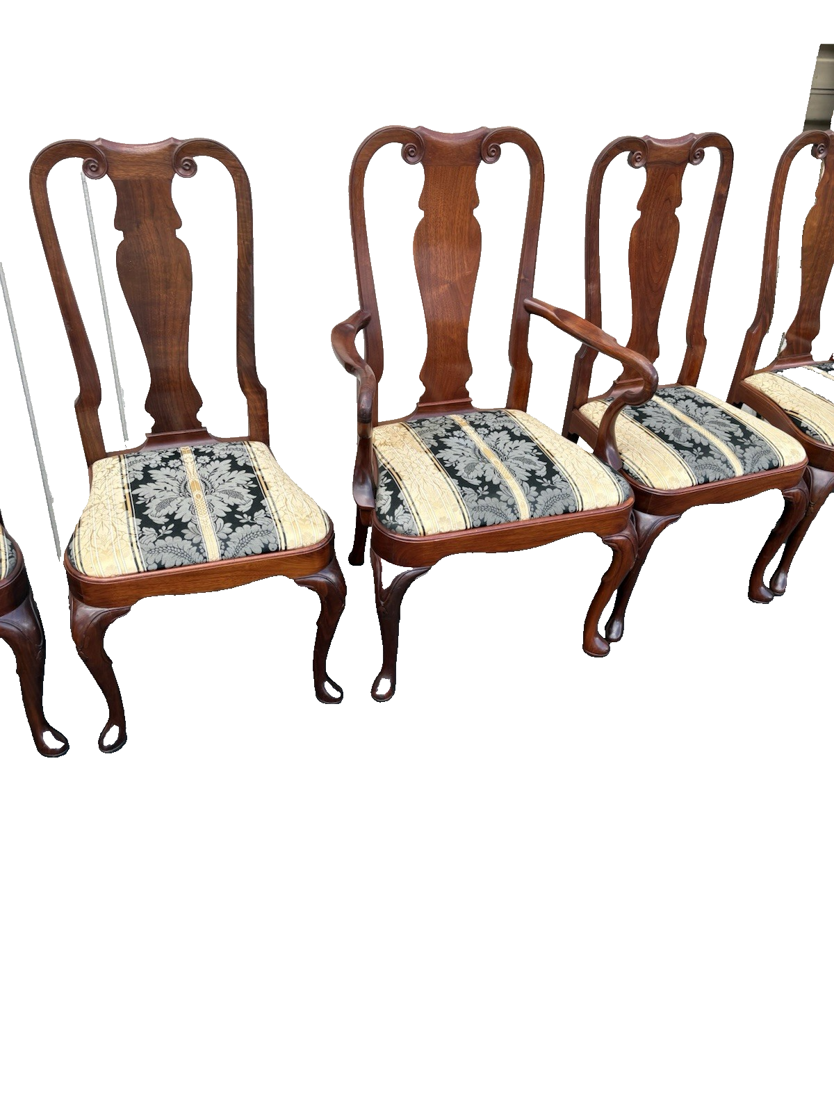 66643  Set of 6 Solid Mahogany Queen Anne Dining Chair s