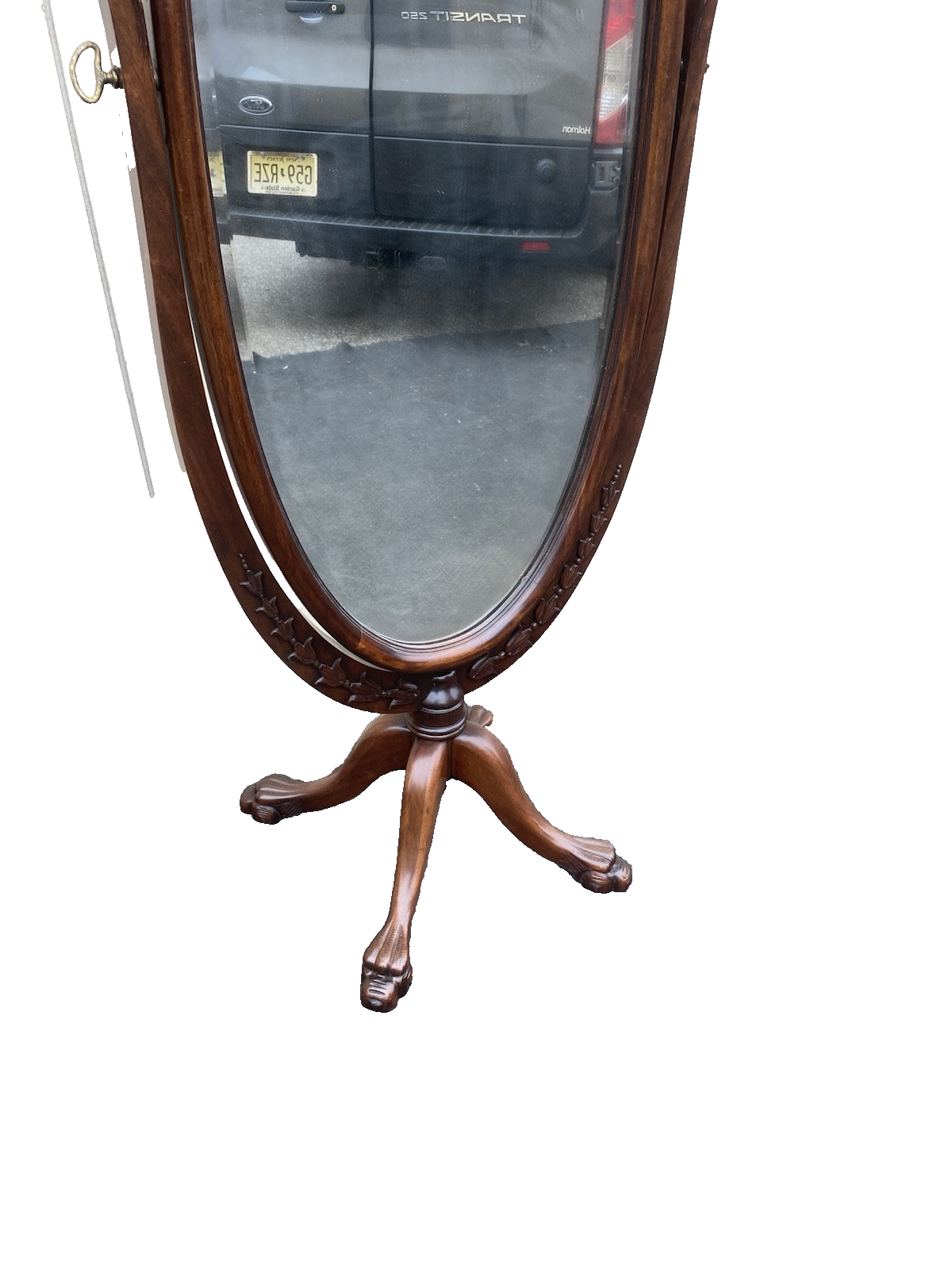 66367 Chevel Antique Mahogany Dressing Mirror w/ Claw Feet