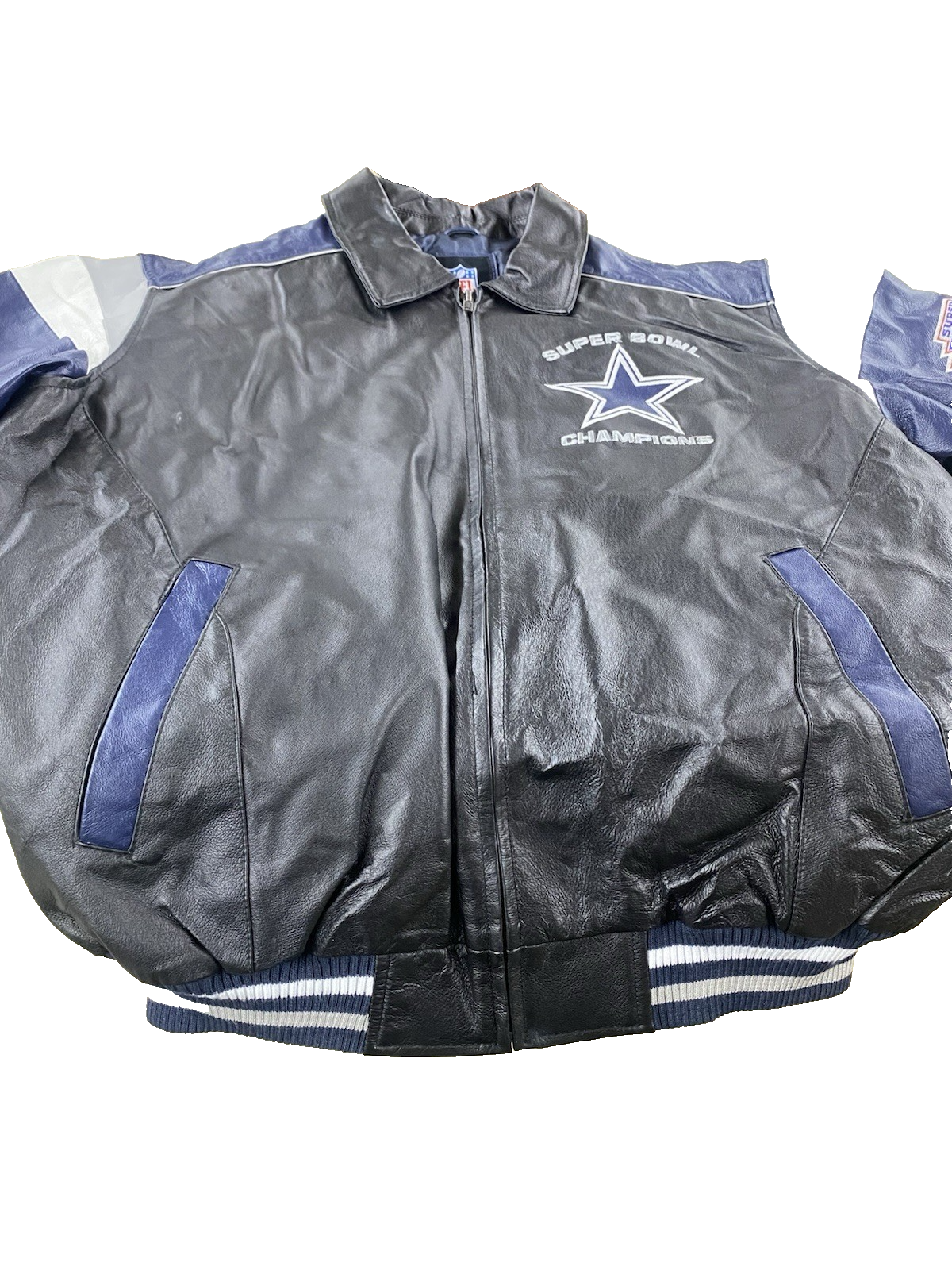ES 230:    Dallas Cowboys 5 Time Super Bowl Leather NFL  Football Jacket  LARGE