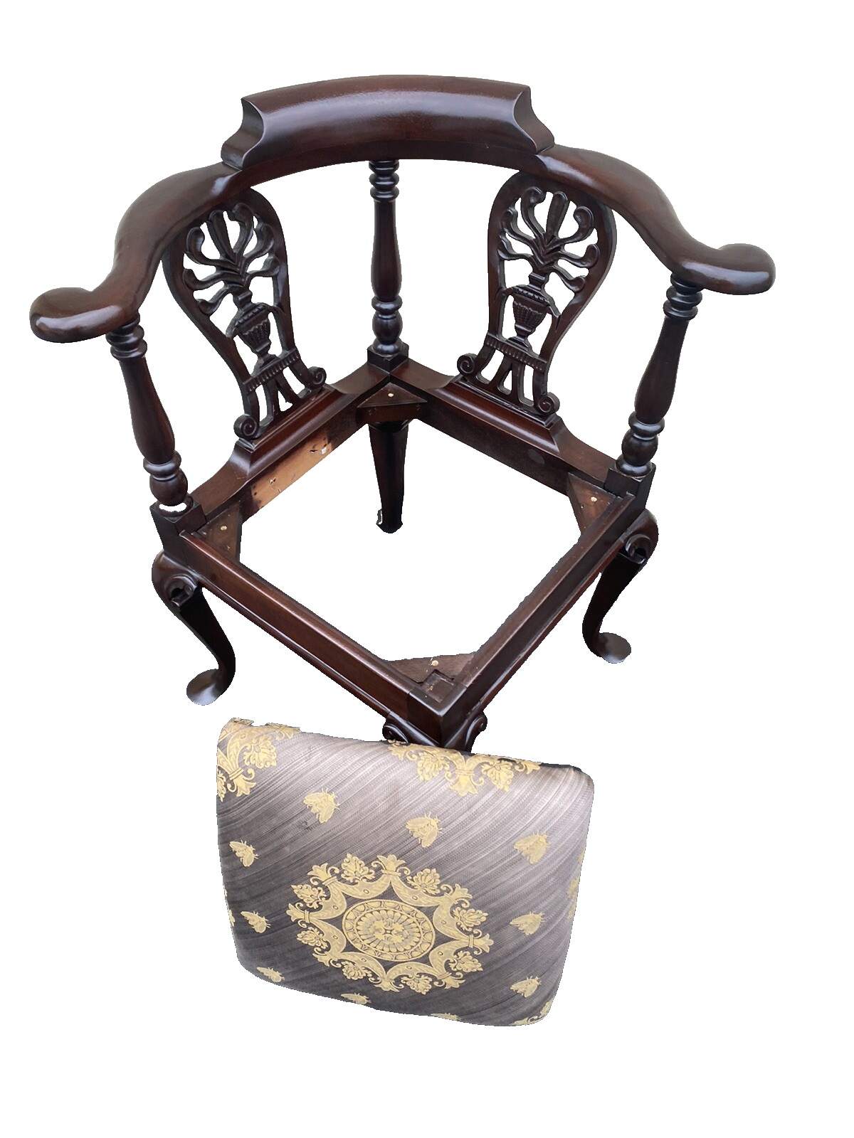 66092   Pair Quality Solid Mahogany Custom Made Corner Chair s