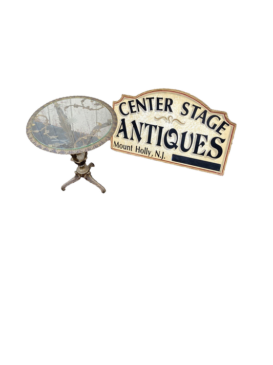 65128 Bronze ?? Decorator Coffee Table with Beutiful Etched  Glass Top Stand