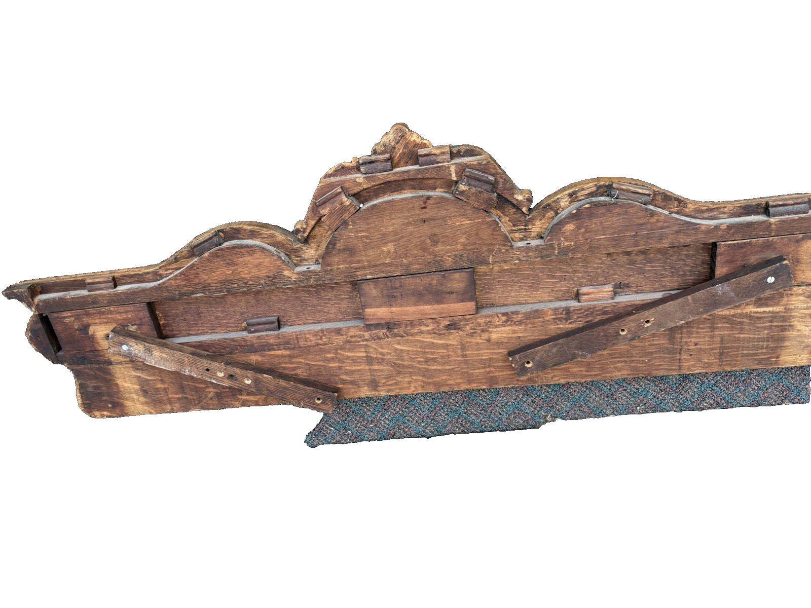 66918   Antique Victorian Oak Hand Carved Backsplash with Lion Head