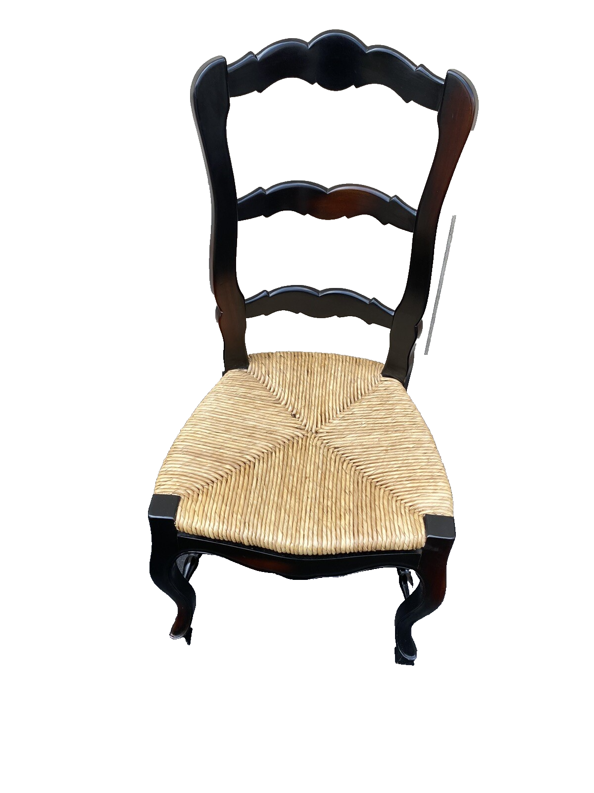 65624 Set of 4 Ebony Rush Seat Dining Chairs Chair s