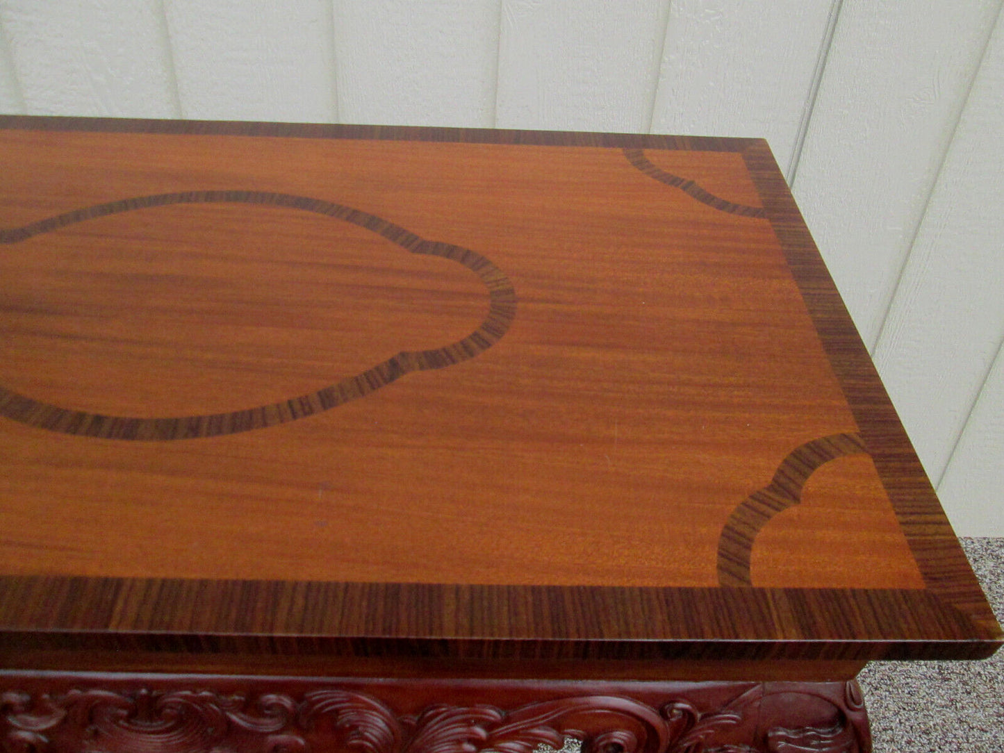 58349 Inlaid Mahogany Library Desk Console Table Stand Server Sideboard