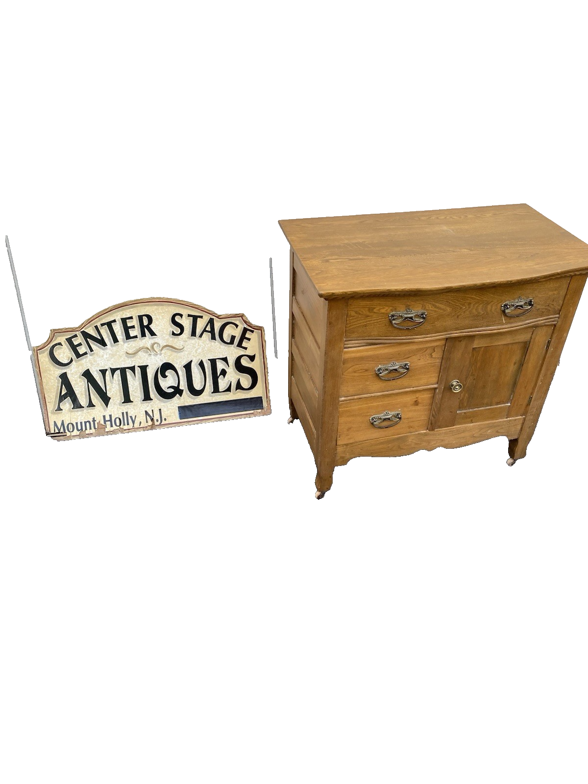66602   Antique Victorian Oak Washstand Dresser Chest