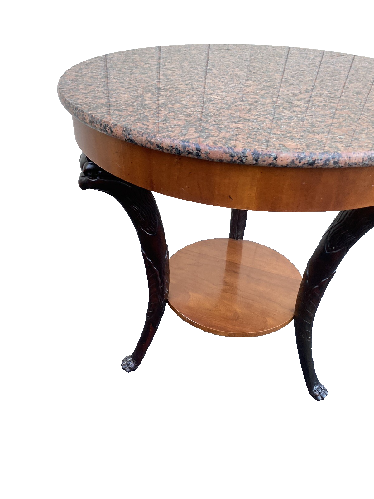 66208 BAKER Furniture Marble Top Lamp Table w/ Bird Carvings