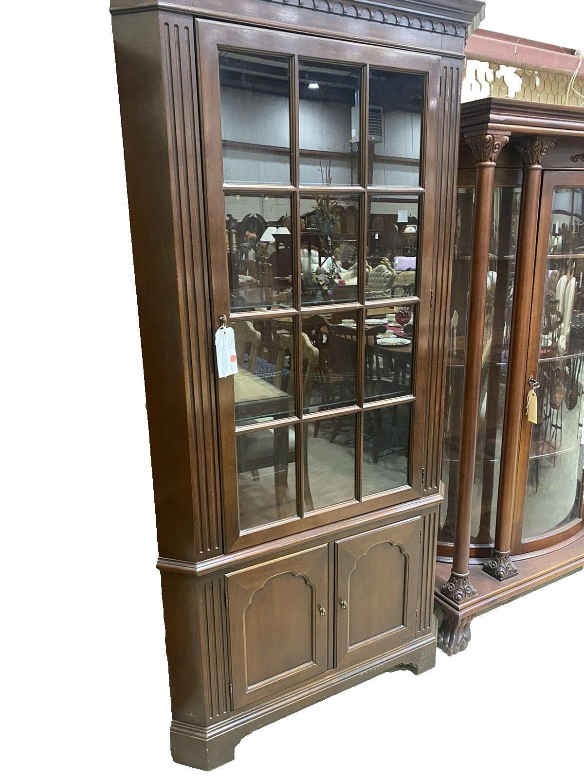 65051 Custom Hand Made Mahogany Corner China Cabinet Curio