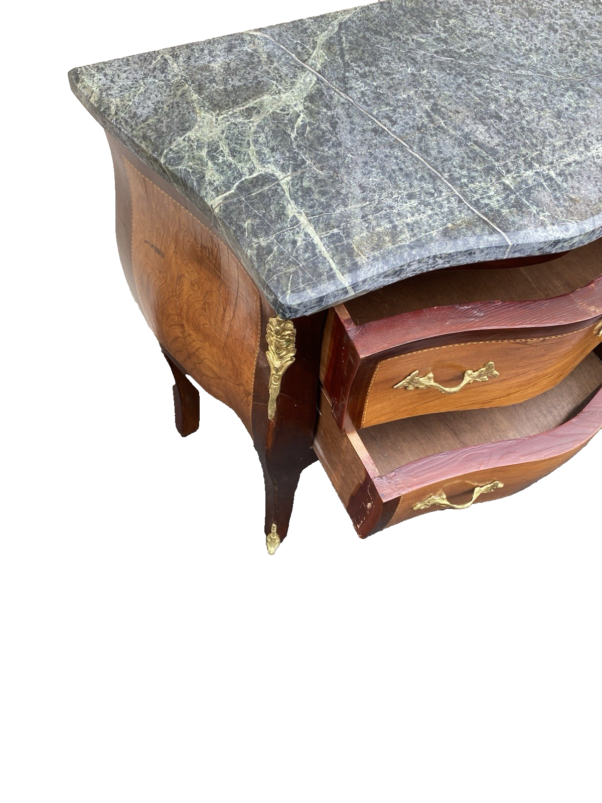 66504  Louis XV Marble Top Nightstand End Table Stand