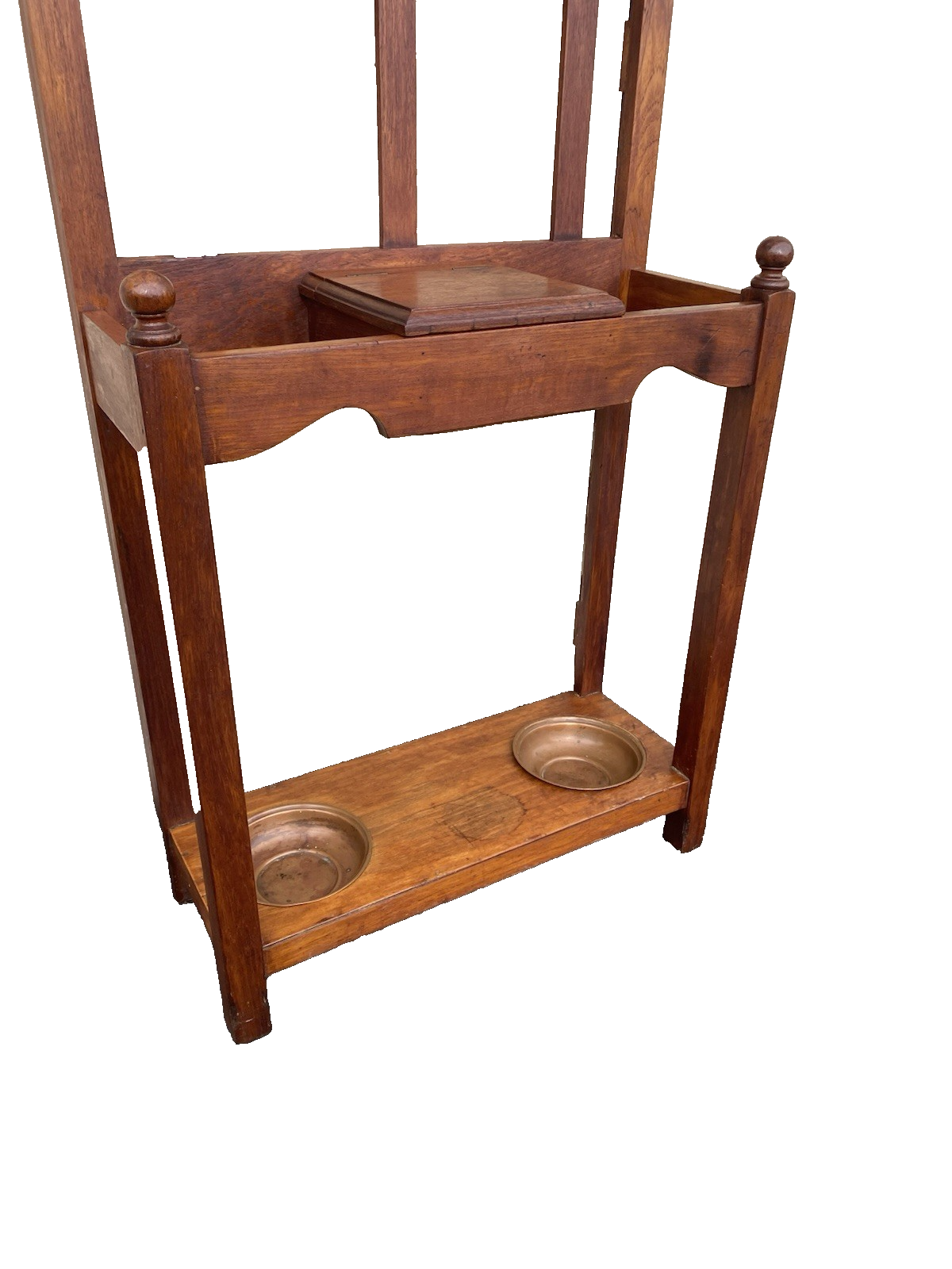 66600 Antique Victorian Hat Rack Hallseat w/ Mirror + Umbrella Stand