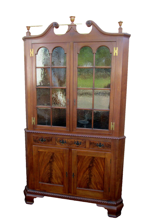 56879  Solid Cherry CUSTOM Hand  MADE  2 piece Corner China Cabinet Curio