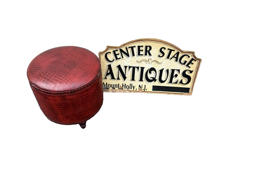 66940 LEATHER ??? Footstool Ottoman Stool