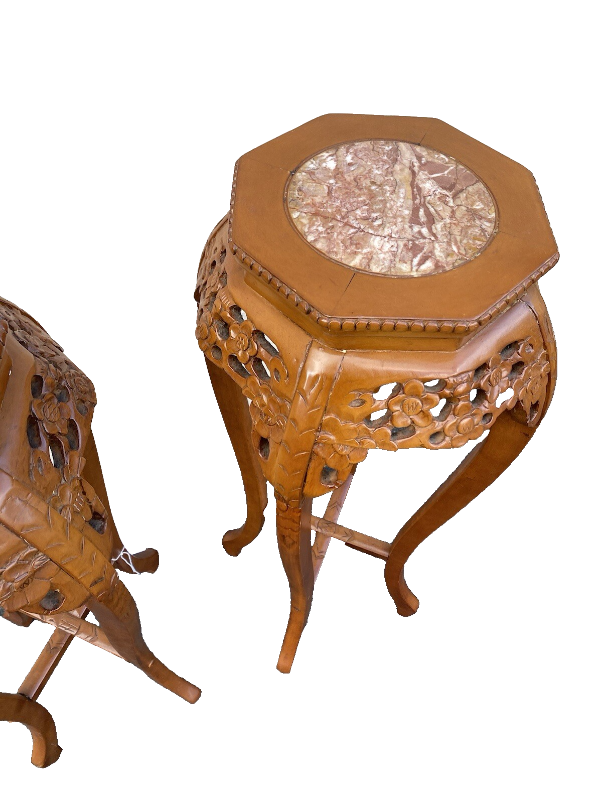 65413 PAIR Oriental Plant Pedastal Stand s Table s