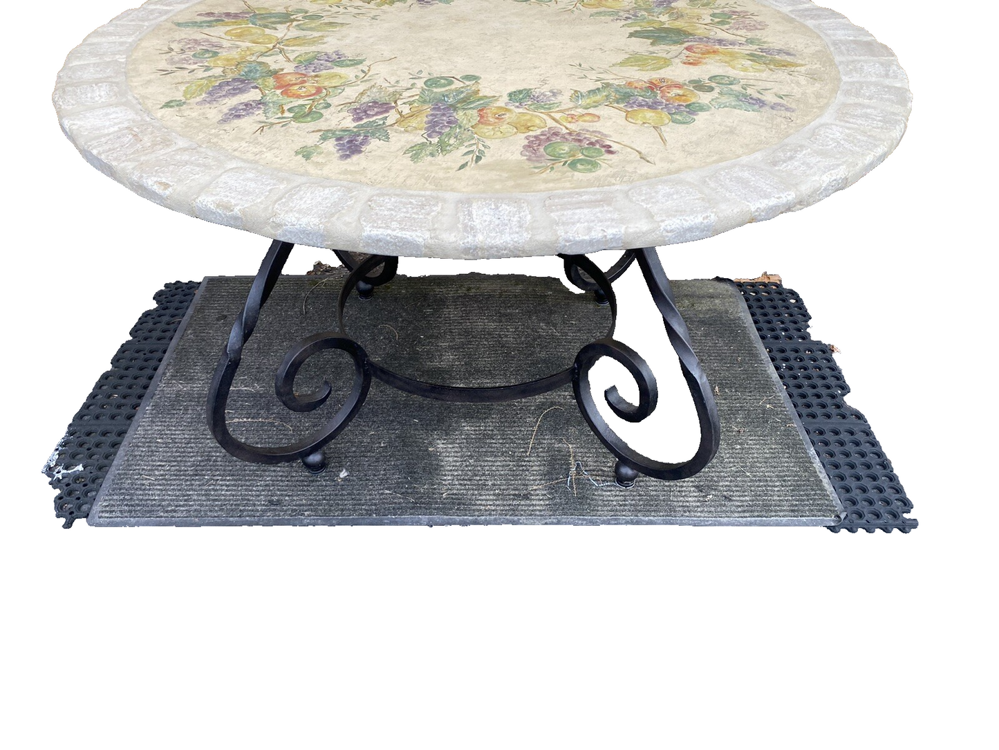 65190   Quality Decorator Cement Top Iron  Table  Dining Kitchen Table