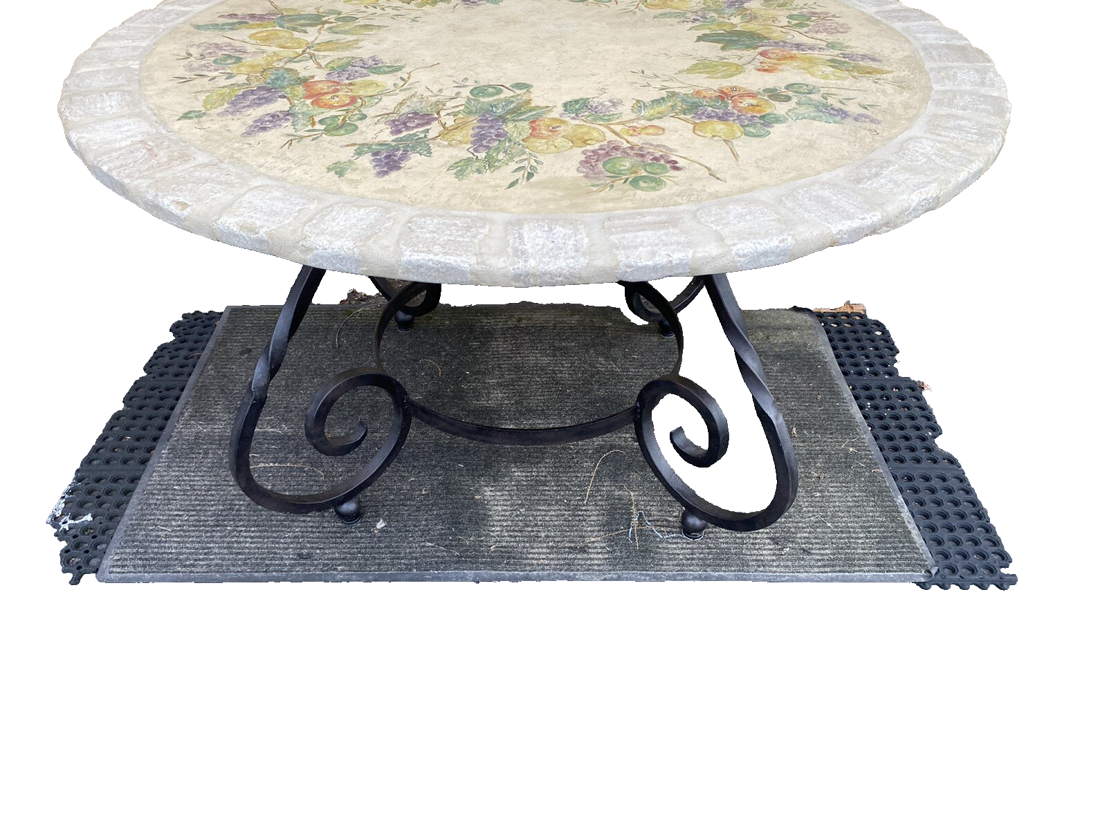 65190   Quality Decorator Cement Top Iron  Table  Dining Kitchen Table