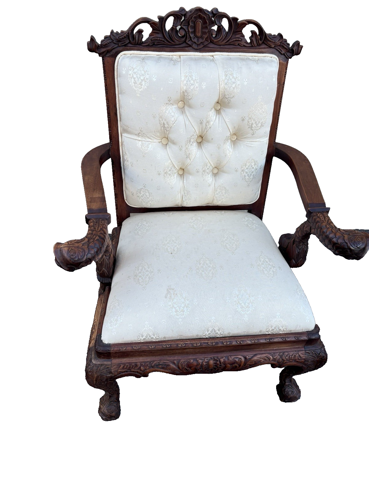 67096 Custom Hand Carved Figural Armchair Chair