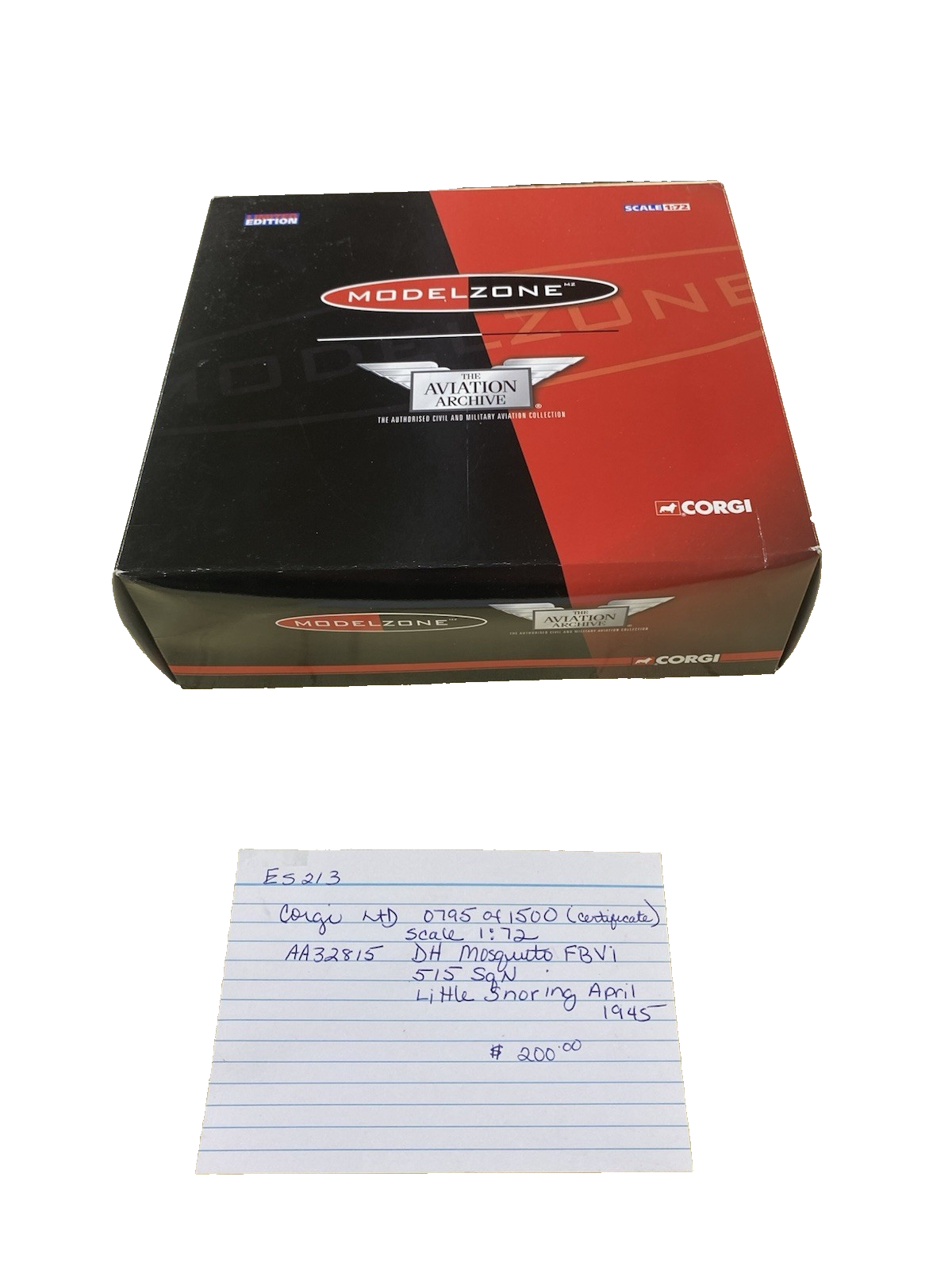 ES 213:   Diecast  Corgi AA32815 DH Mosquito FBVI 1945 Limited edition 795 /1500