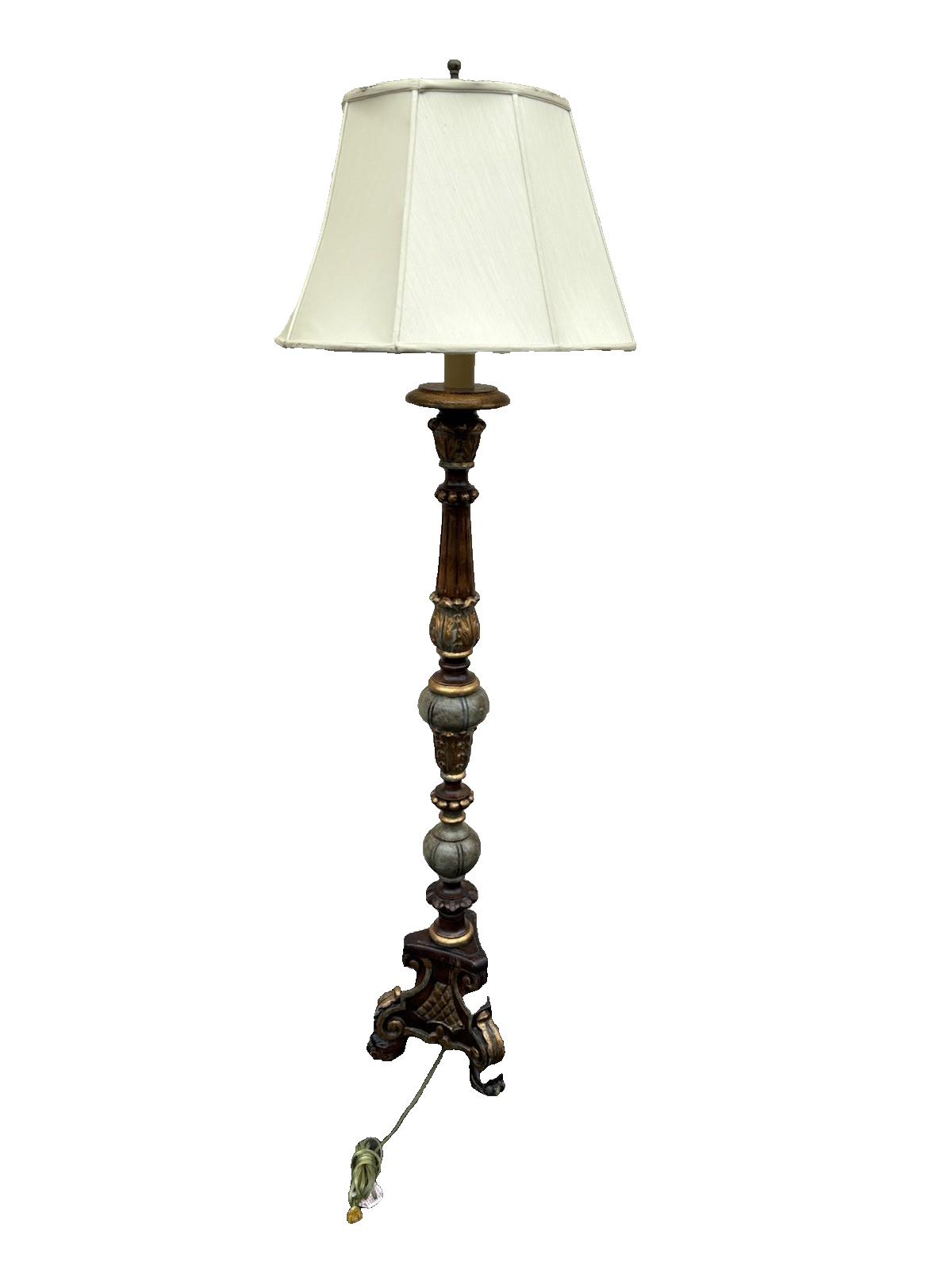 66761    Fancy BRADBURN GALLERY  Decorator Pole Lamp Light with Signed Shade
