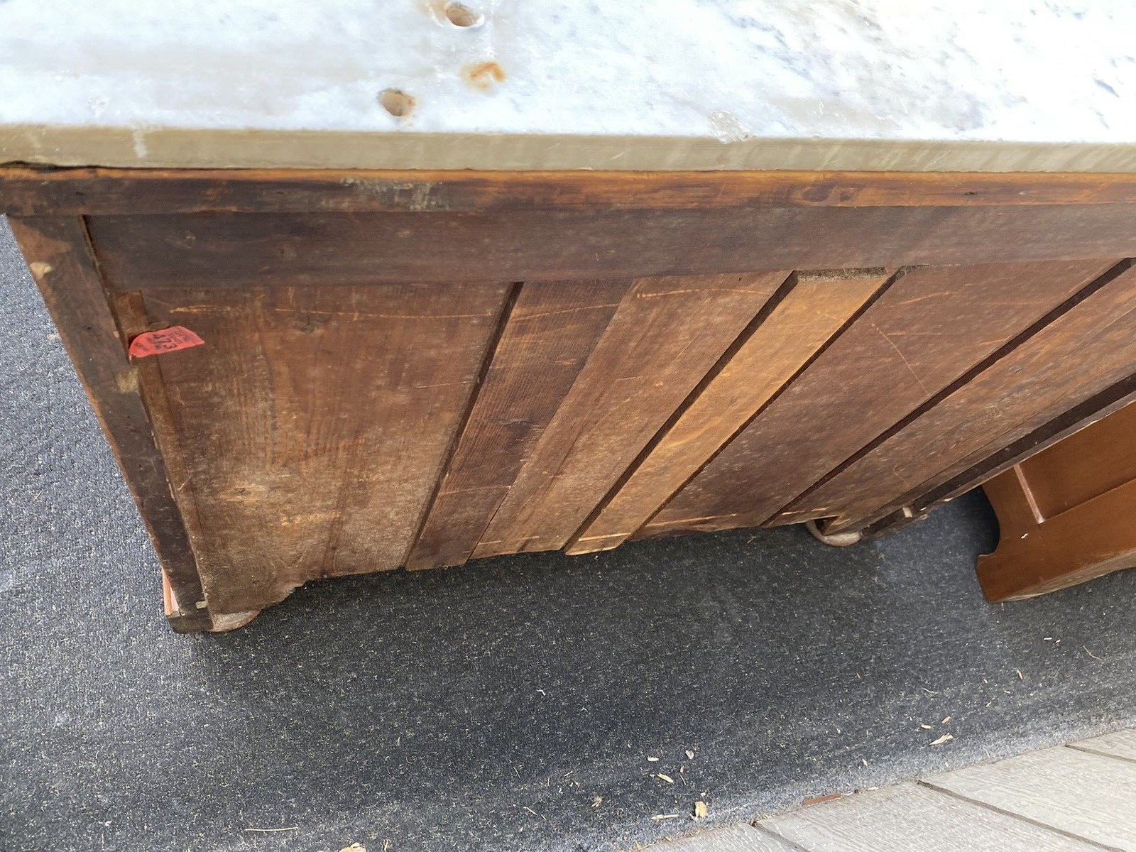 65513   Antique Walnut Marble Top Washstand Chest Stand 4 hole